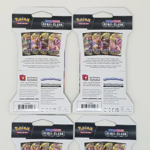 Pokemon TCG 4 Booster Pack Bundle Sword & Shield Rebel Clash Factory Sealed - Picture 8 of 8